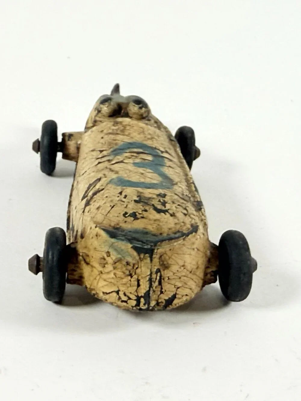 Vintage 1930s Sun Rubber Boat Tail Race Car Vintage Original Tires Display Toy C